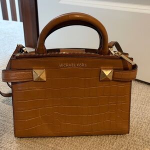 Michael Kors Tan Croc-Embossed Satchel
